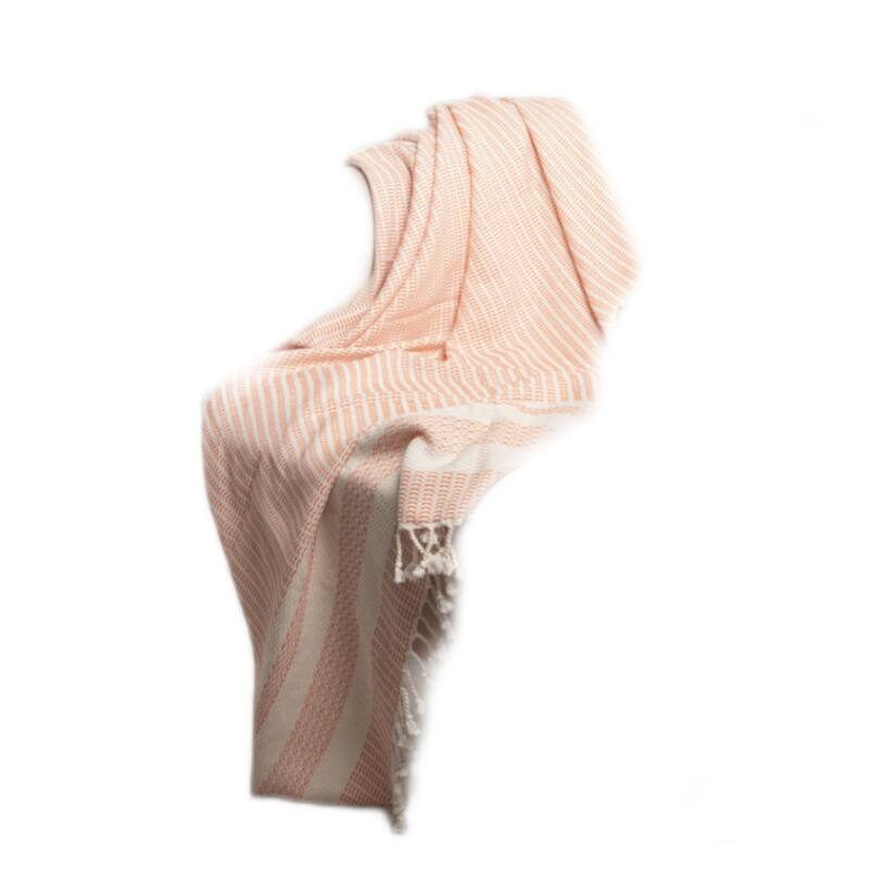 50" X 60" Orange Woven Cotton Striped Throw Blanket with Fringe
