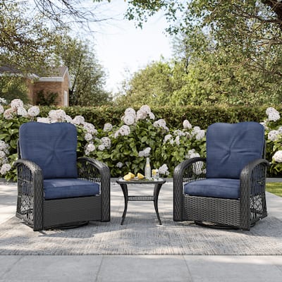 Maybelle Swivel Patio Chairs Set, 3pc