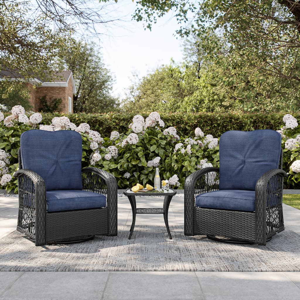 Maybelle Swivel Patio Chairs Set, 3pc