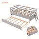 preview thumbnail 7 of 15, Low Loft Bed Twin Size with Trundle, ladder and Storage Drawers, Grey