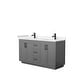 preview thumbnail 52 of 114, Miranda Double Vanity Set, Cultured Marble Top, No Mirror 60-Inch Double - Dark Gray, Black Trim, Carrara Cultured Marble Top