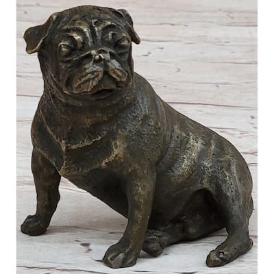 Pug Imitative Dog Bronze Miniature Statue Sculpture Figure Original Art 4 Inches X 4 Inches