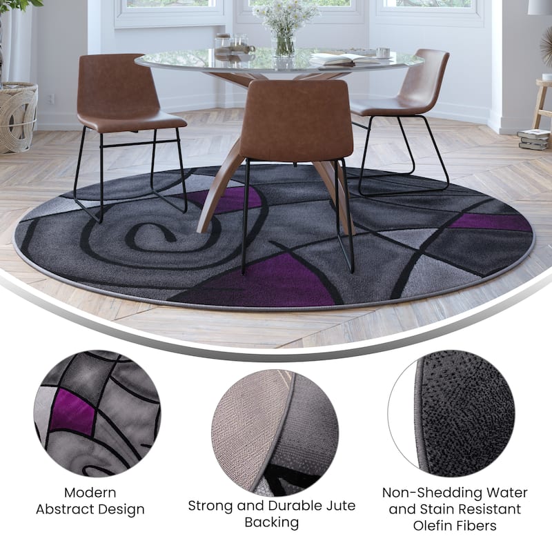 Modern Olefin Accent Area Rug - Abstract Pattern