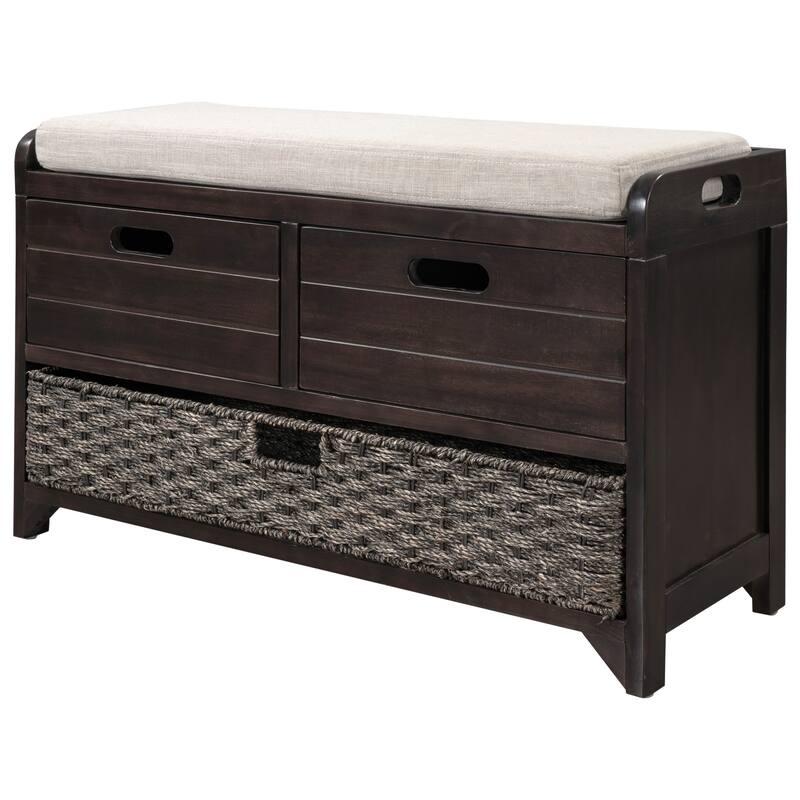 Storage Bench with Removable Basket and 2 Drawers