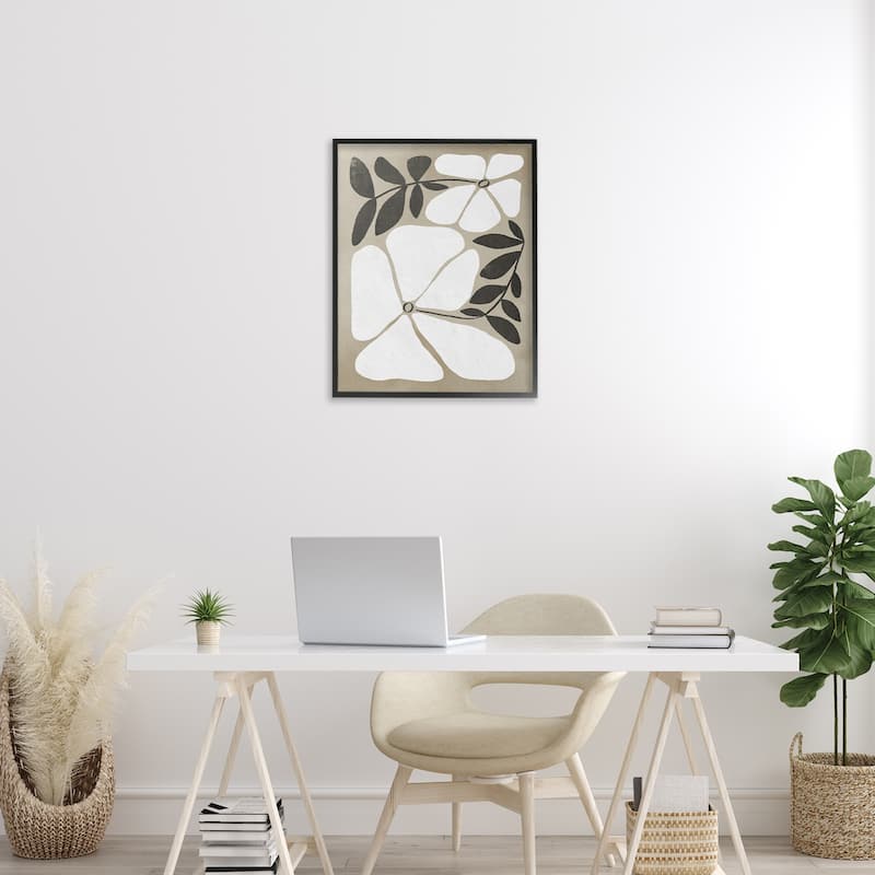 Stupell Oblong Boho Flowers Framed Giclee Art Design By Victoria Barnes