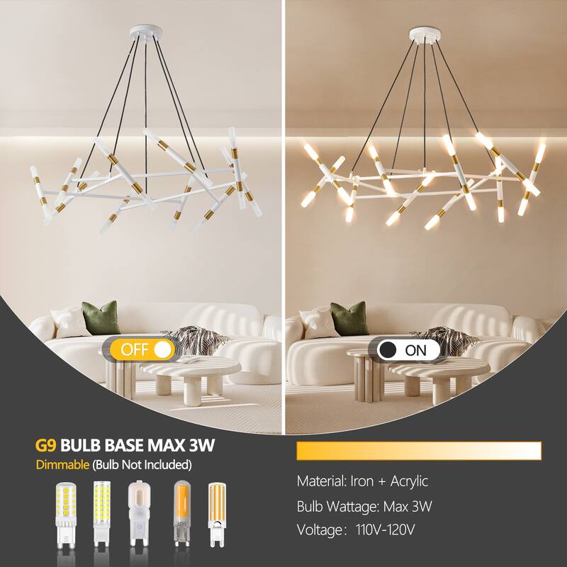 41" White & Gold Modern Chandelier