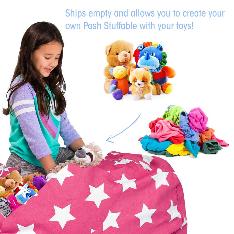 Kids Bean Bag Chair Cover Stuffed Animal Storage or Toy Organizer