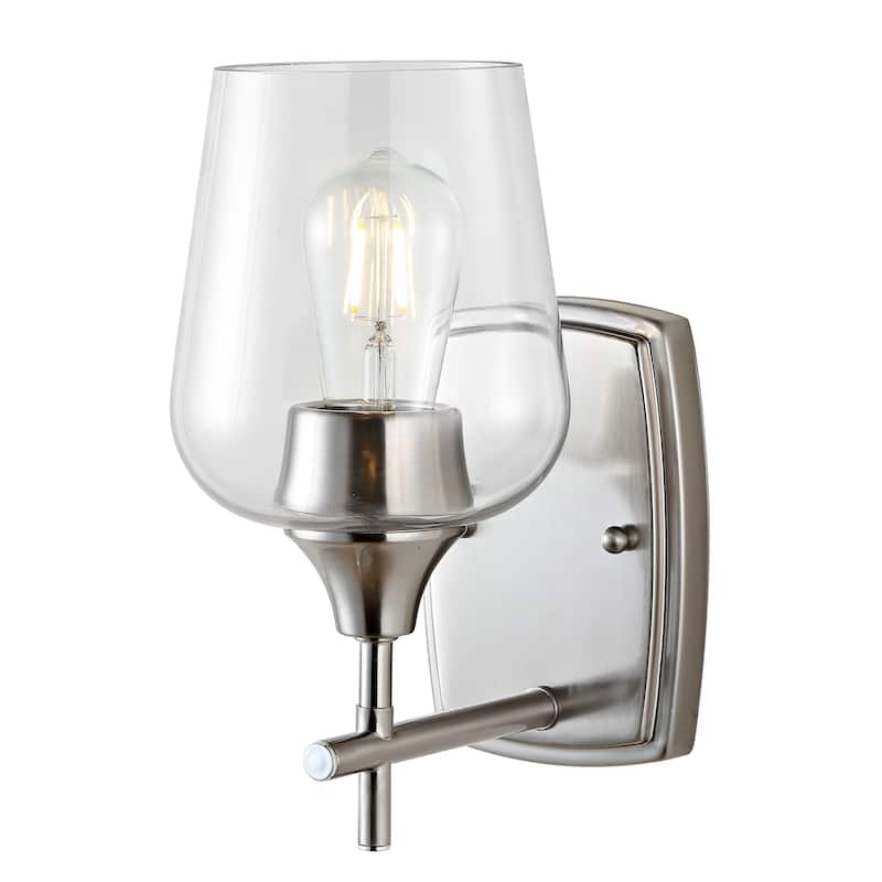 SAFAVIEH Lighting Avigail Wall Sconce - 5.5"x8"x11" - Nickel/Clear - 6Wx8Dx11H