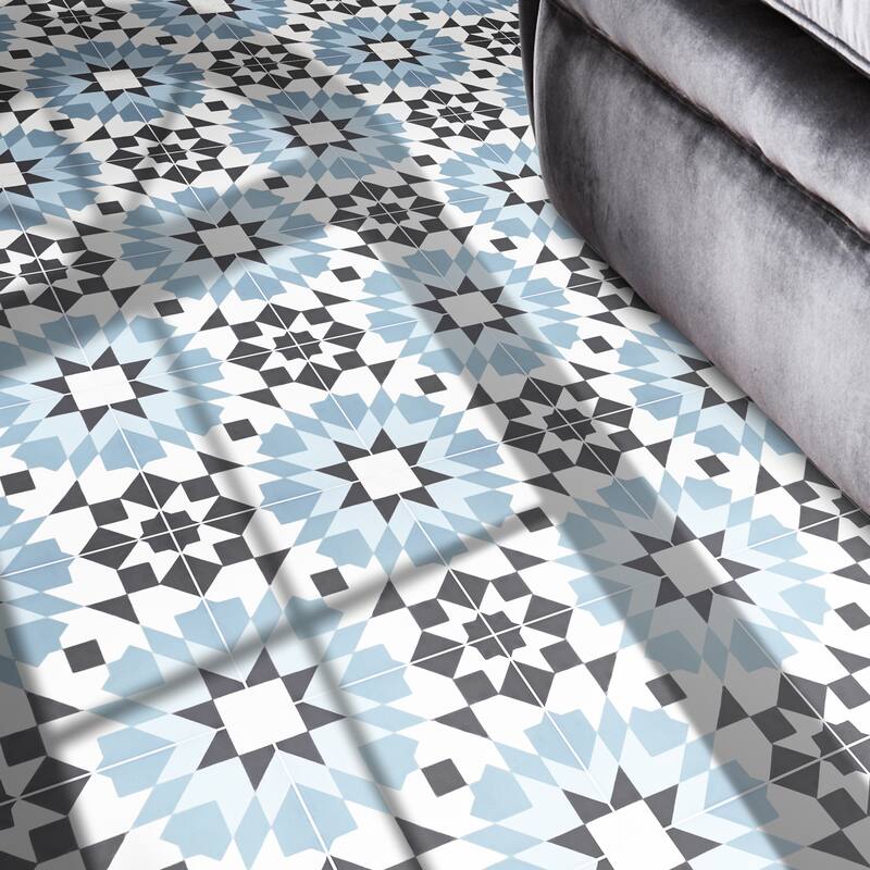 Handmade Reno in Blues and Black Tile, Pack of 12 (Morocco)