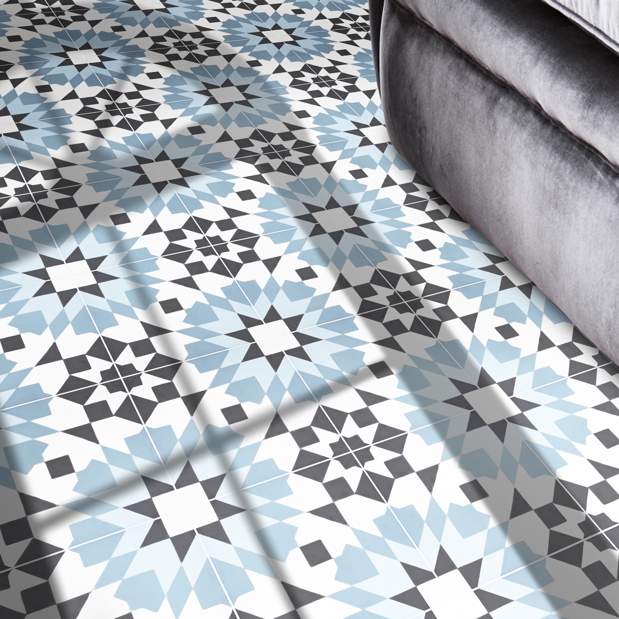 Handmade Reno in Blues and Black Tile, Pack of 12 (Morocco)