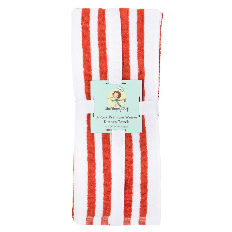 The Sloppy Chef Yarn Dyed 6-Piece Kitchen Towels - 16x26 - CInnamon