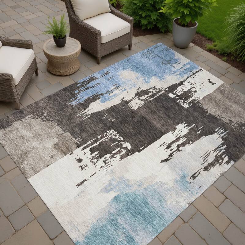 Machine Washable Indoor/ Outdoor Contemporary Fusion Chantille Rug - Brown - 3' x 5'