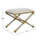 preview thumbnail 3 of 5, Upholstered Rectangular Bench with Metal Base - 24" - Gold and White