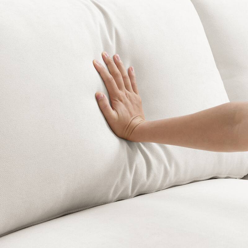 4-Seat Polyester L-Shaped Sectional Sofa with Convertible Ottoman