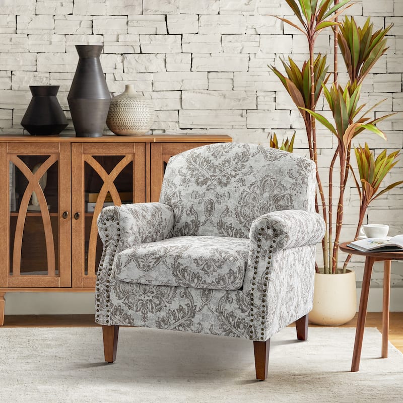 Giampiero Wooden Upholstery Armchair with Nailhead Trims by HULALA HOME - Beige