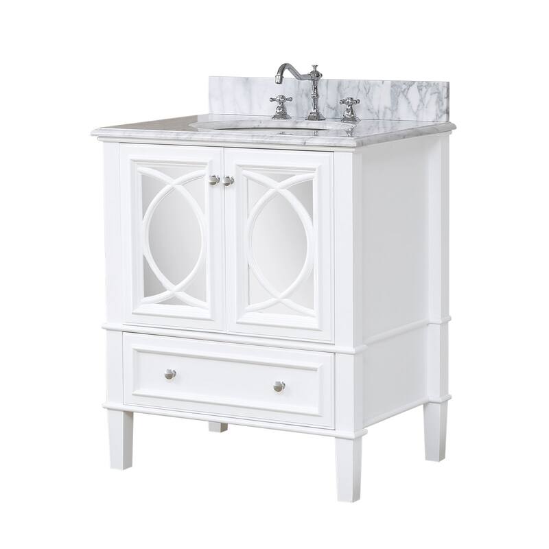 KitchenBathCollection Olivia 30" Bathroom Vanity with Carrara Marble Top