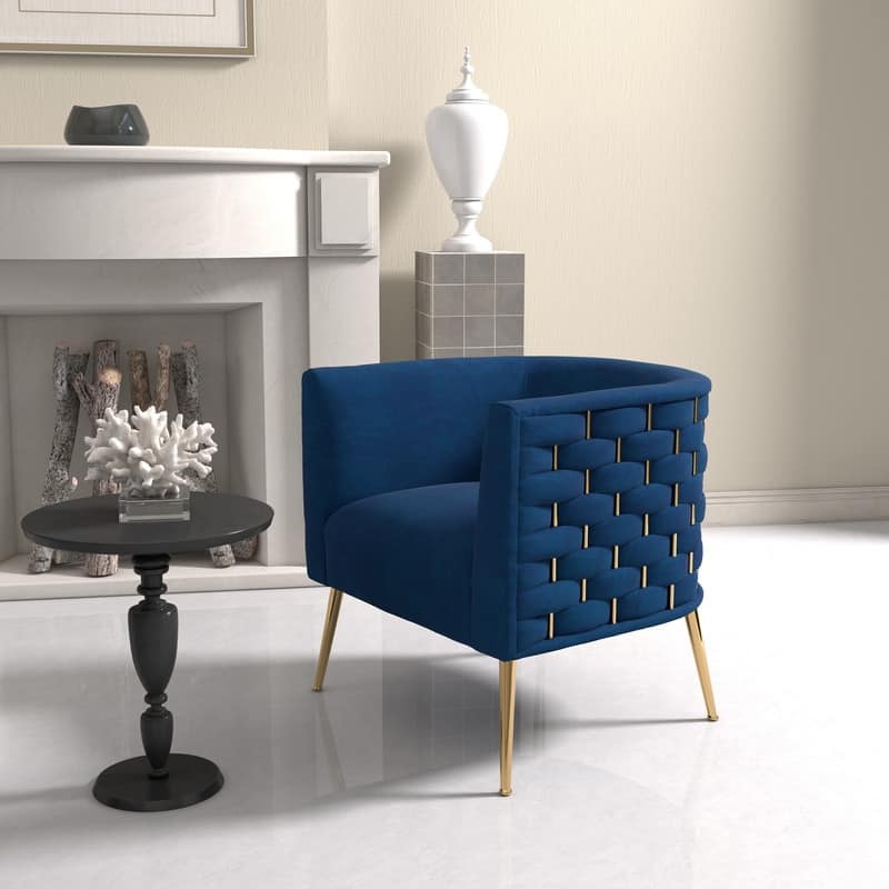 SEYNAR Mid-Century Modern Velvet Round Accent Chair for Living Room