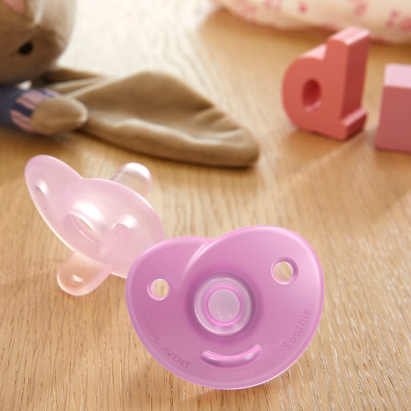 Soothie Heart Pacifier 2 Pack 3 to 18 Month in Pink