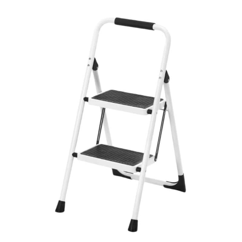 Anmytek 2 Step Folding Ladder Stool Anti Slip Wide Pedal Handrails 330 LBS White Home Use