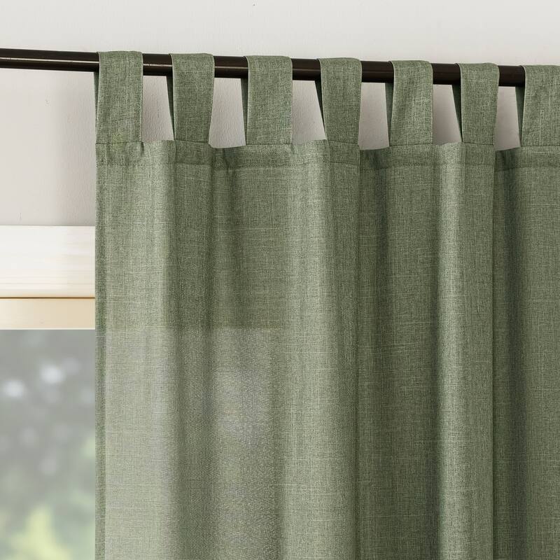 No. 918 Jacob Heathered Texture Semi-Sheer Tab Top Curtain Panel, Single Panel