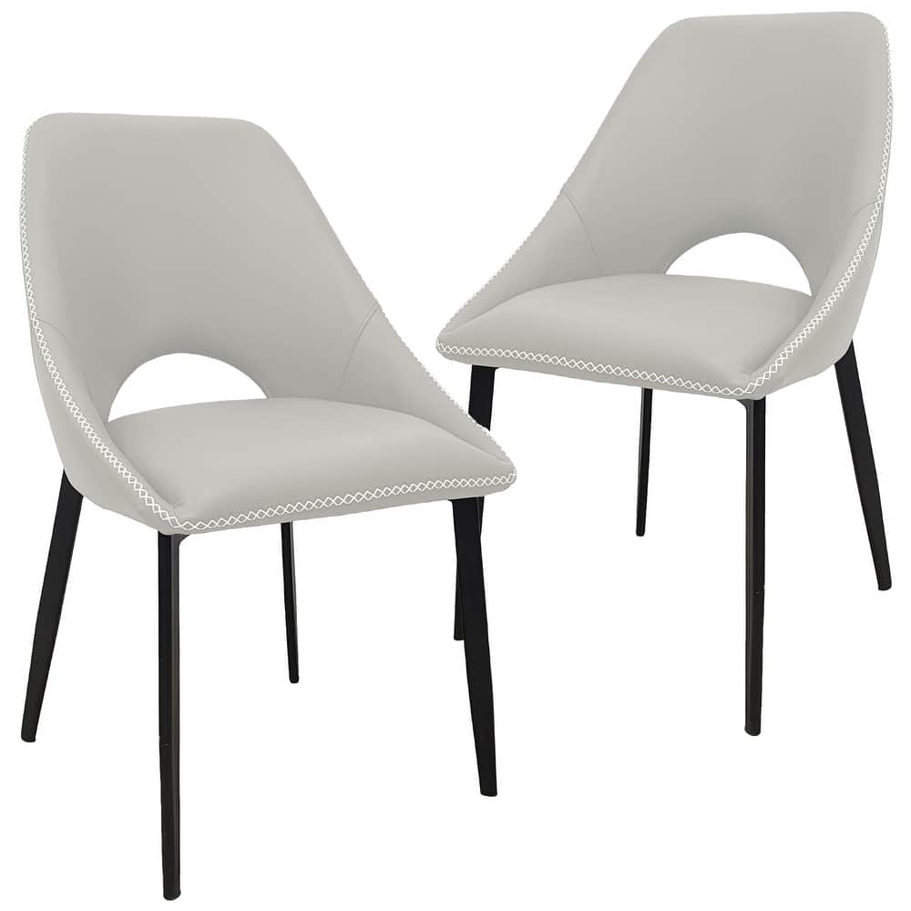 Amalfi Set of 2 Dining Chairs- Elegant Mid-Century Modern Chair w Open Back & Metal Legs for Kitchen, Dining Room & Small Spaces