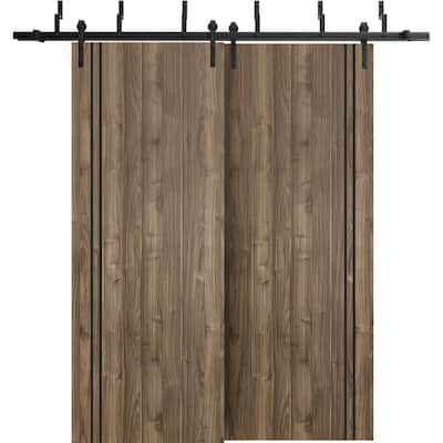 Barn Bypass Doors 36 x 80 Planum 0016 Walnut with Sturdy 6.6ft