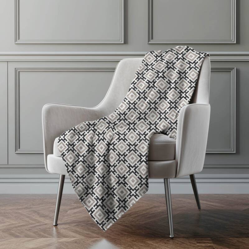 Premium Machine Washable ASB139 Modern Geo Sherpa Throw Blanket
