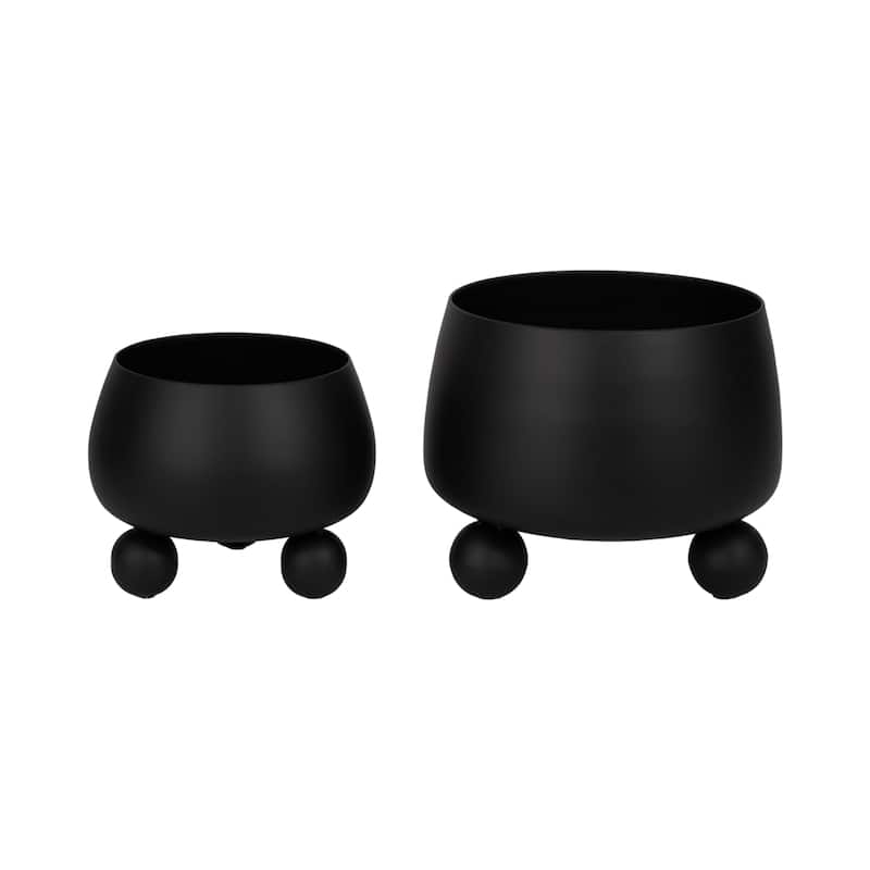 Sagebrook Home Iron Ball-Footed Planters - Enhance Your Space With Elegance - 11" x 11" x 9"