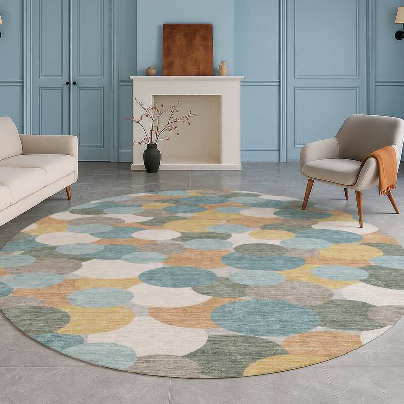 Machine Washable Indoor/ Outdoor Mucho Bubbles Chantille Rug