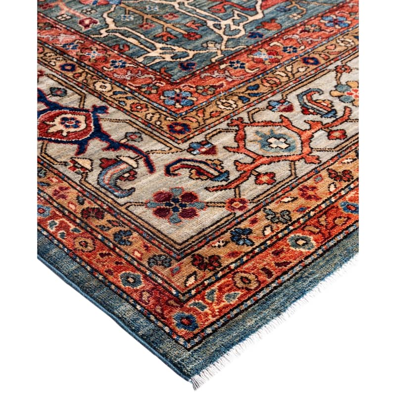 Serapi One-of-a-Kind Hand-Knotted Area Rug - Green - 9' 2" x 12' 0"