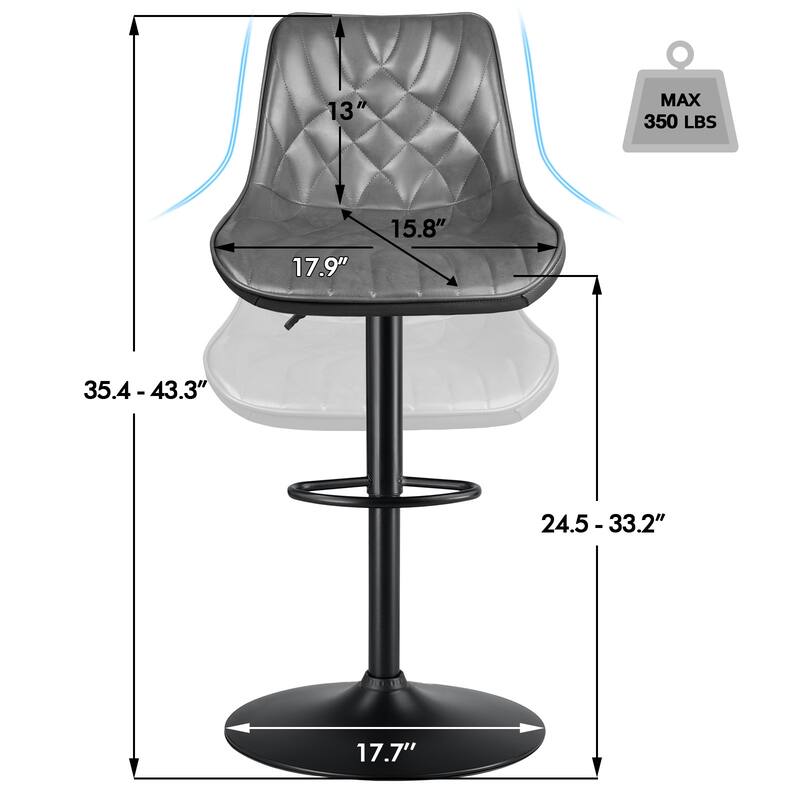 BOSSIN Bar Stools,Counter Heigh Faux Leather Adjustable Bar Stools with Back, Dining Chair