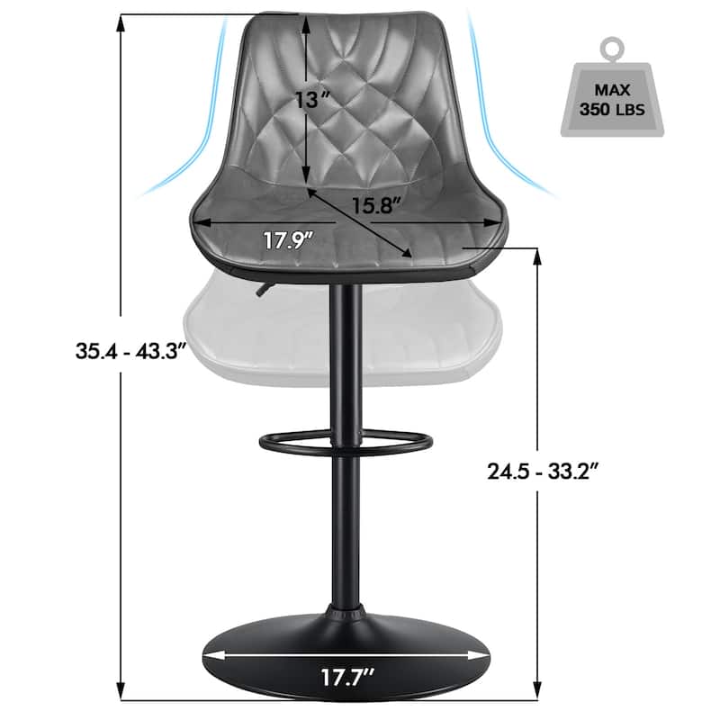 Bossin Adjustable Swivel Bar Stools with Backs – Counter Height