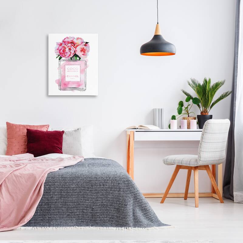 Stupell Glam Perfume Bottle V2 Peony Stretched Canvas Wall Art