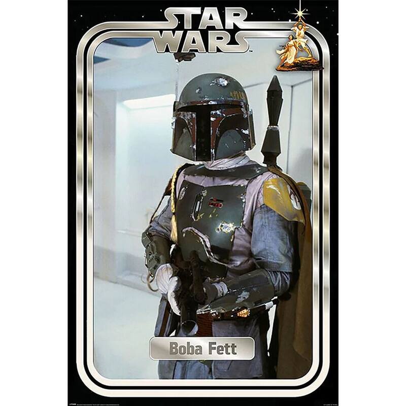 Boba Fett Retro Card Art Poster - 24 x 36 Inch