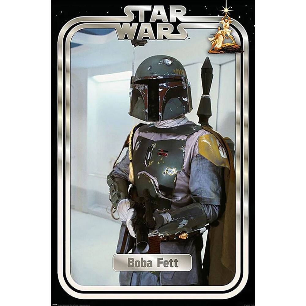 Boba Fett Retro Card Art Poster - 24 x 36 Inch