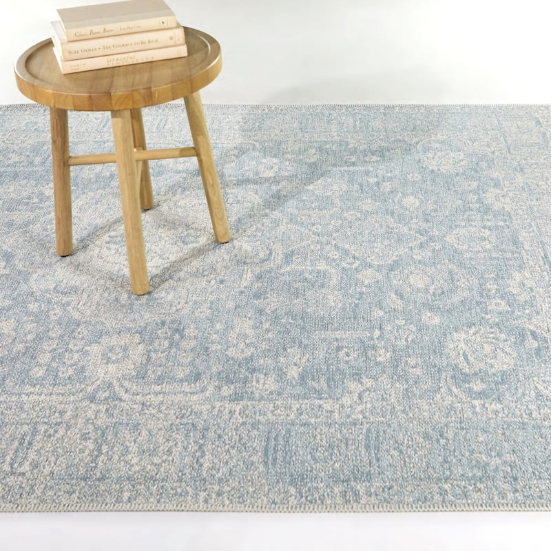 Crozier Oriental Medallion Indoor/Outdoor Area Rug - 5'3" x 7' - Blue