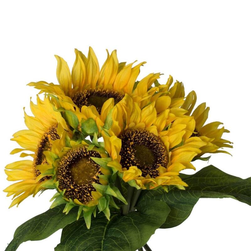 Set of 3 Artificial Sunflower Stems 14 Inch Yellow Flower Arrangement