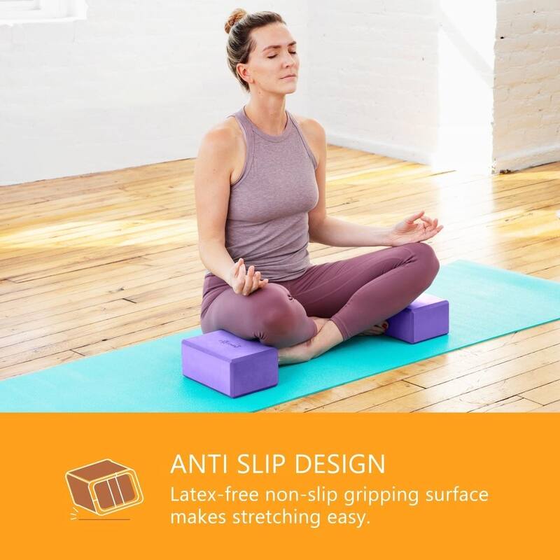 Sol Living Exercise Non Slip Foam Yoga Block 4" x 6" x 9" - 2 Pack