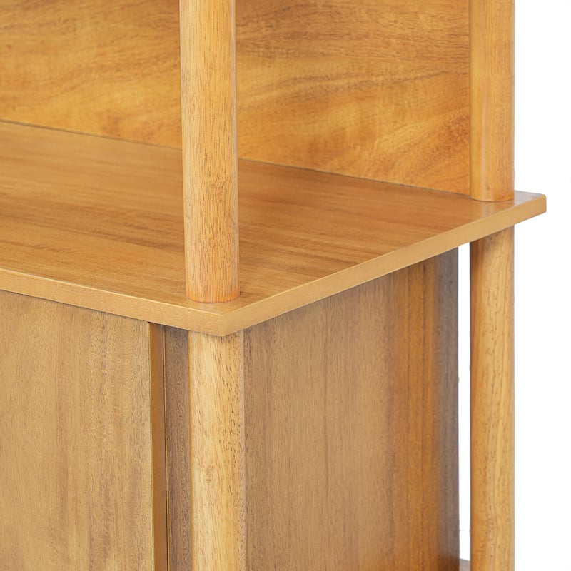 Christopher Knight Home - Mid-Century Mordern Wood Nightstand with Open Shelves and Storage Cabinet