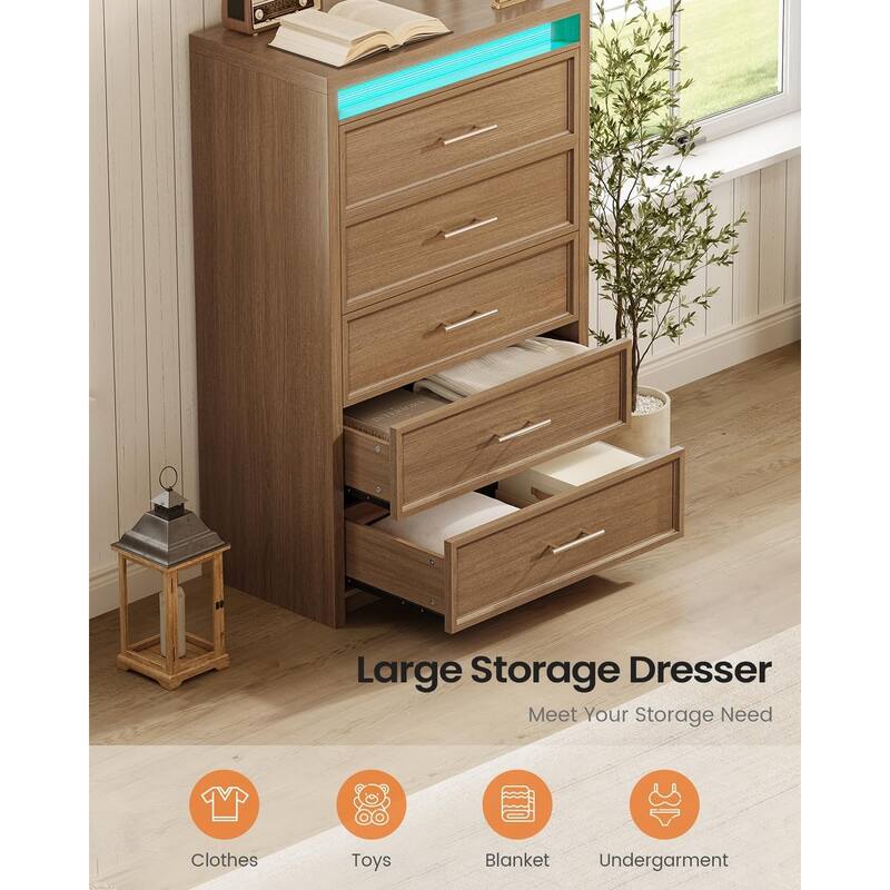 Dresser for Bedroom with Drawers Mid-Century Modern Dresser 3 Color Lights