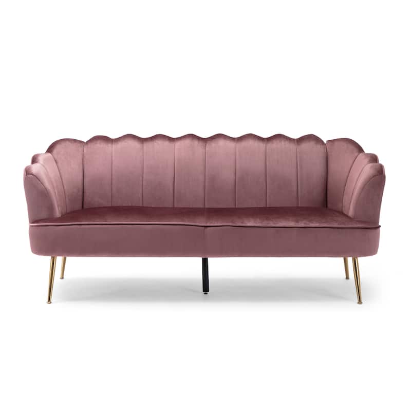 76.25" Velvet Channel Stitching 3-seater Sofa with Metal Legs for Living Room