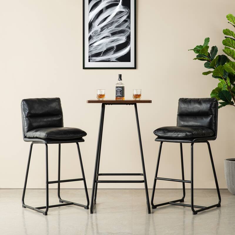 Glitzhome Industrial Modern Set of 3 Pub Table Set with 41"H Square Bar Table and Stools
