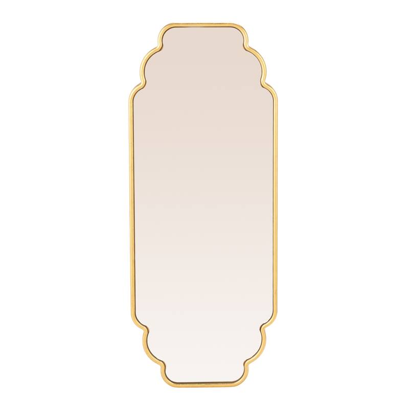 Scalloped Metal Wall Mirror with Vertical or Horizontal Hanging - 14.38"L x 1.0"W x 35.75"H