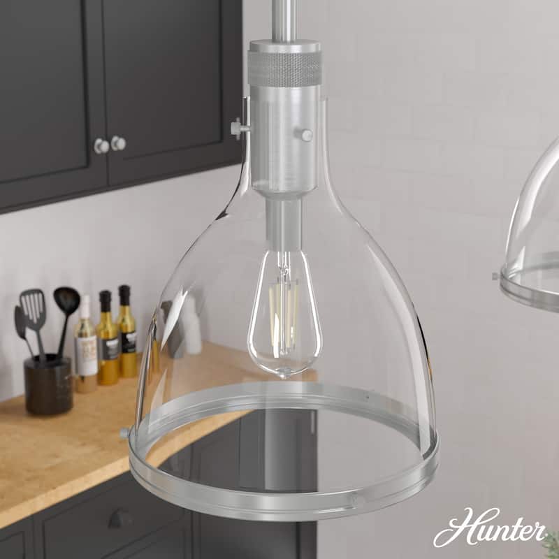 Hunter 13" Van Nuys 1 Light Pendant - Kitchen Island, Dining Room - Industrial, Modern, Transitional - Brushed Nickel
