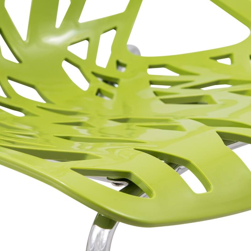 Asbury Stackable Dining Chair with Chrome Legs Side Chair with Modern Cut-Out Design Backrest