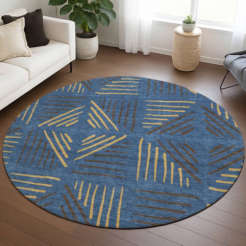 Machine Washable Indoor/ Outdoor Geo Dia Chantille Rug