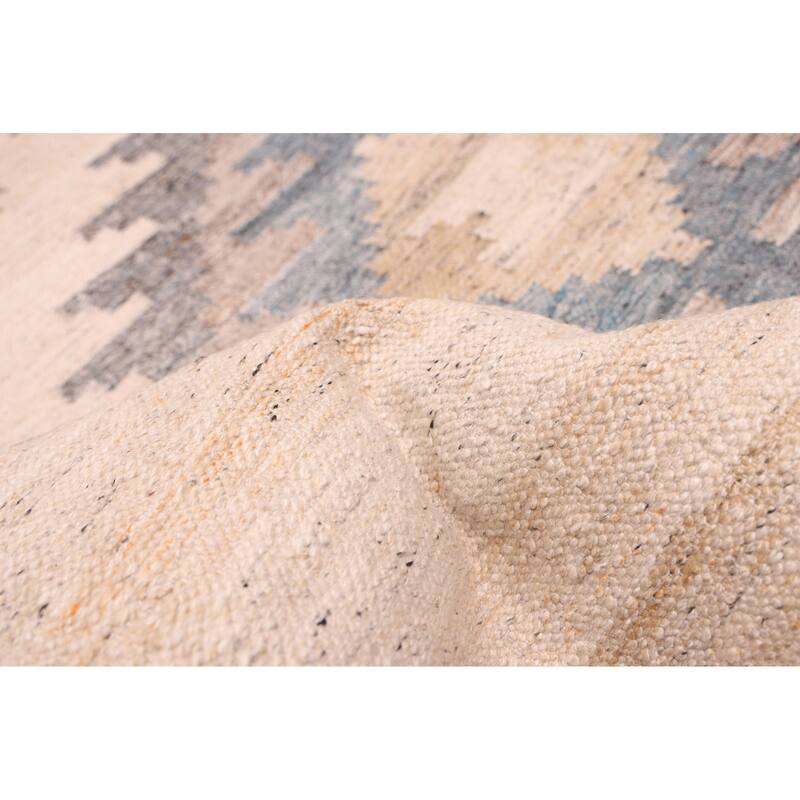 ECARPETGALLERY Flat-Weave Ankara FW Ivory Wool Kilim - 4'1 x 6'1