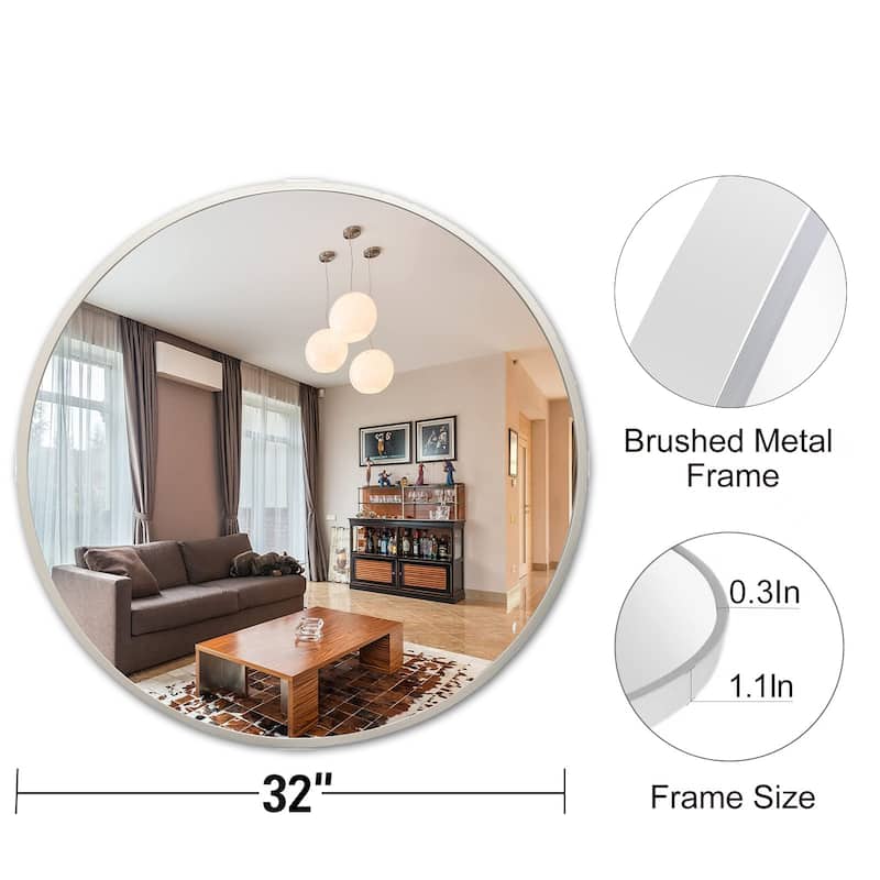 Round Mirror Wall Mounted, Circle Bathroom Vanity Wall Mirror with Metal Frame - 16/20/24/30/32/36"