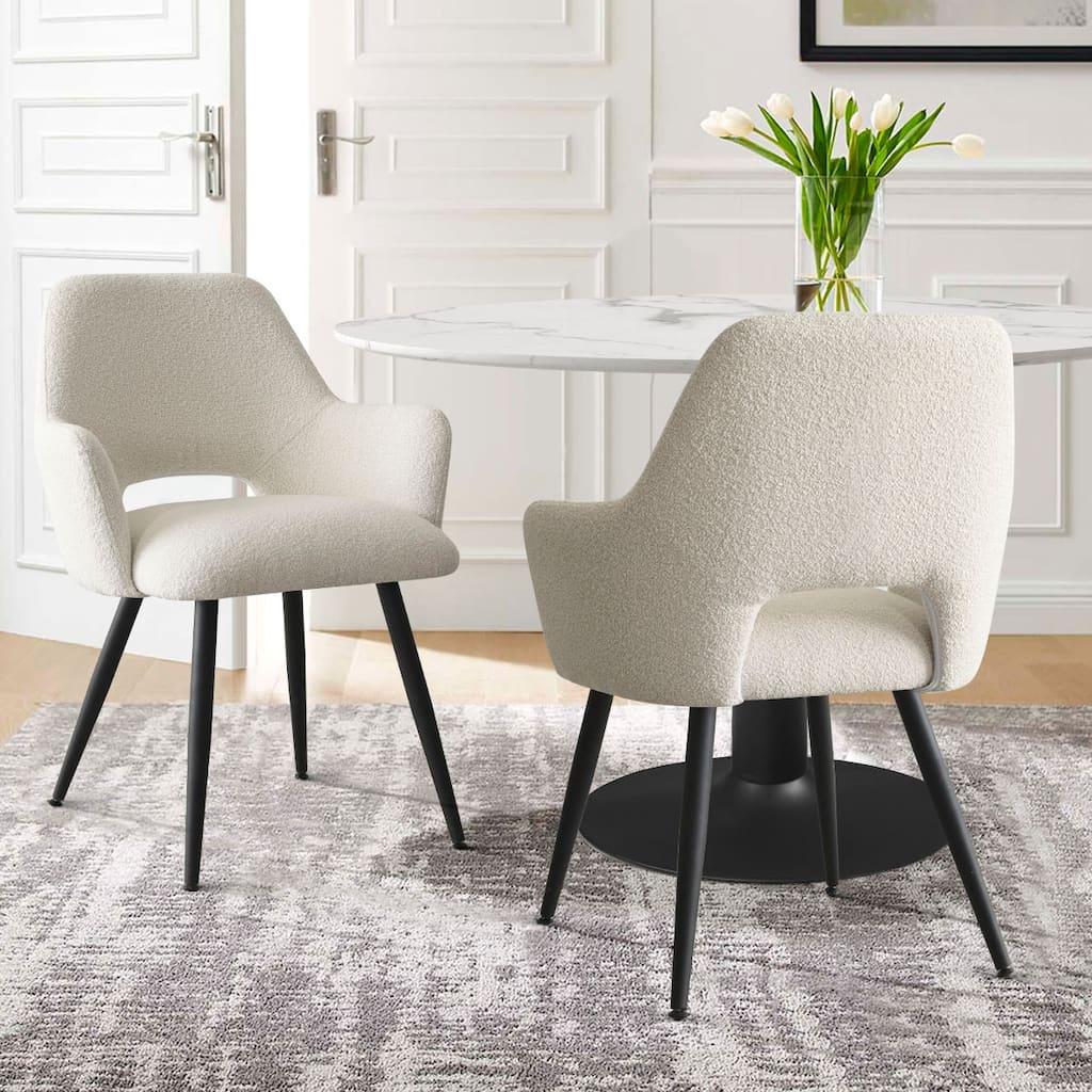 Boucle Upholstered Arm Chair(Set of 2)