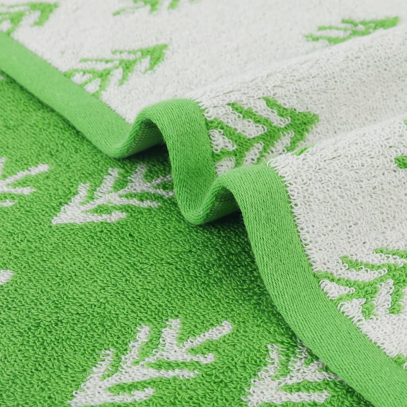Cute Plant Pattern Hand Towels, 14" x 30" Cotton Soft Absorbent Bathroom Hand Towel Set for Bath, Spa, Hotel, Kitchen